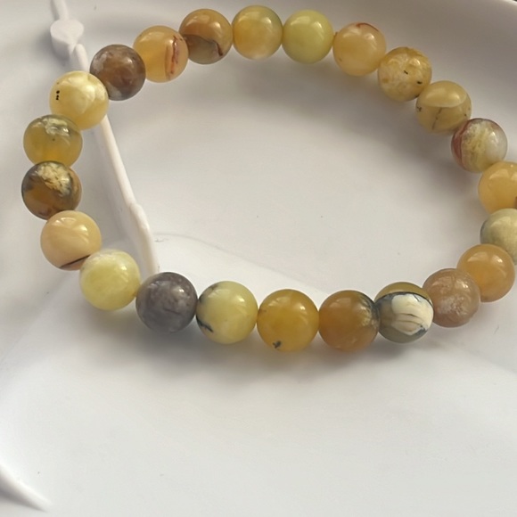 Yellow Opal Stretch Crystal Bracelet 8mm Beads - Picture 2 of 8